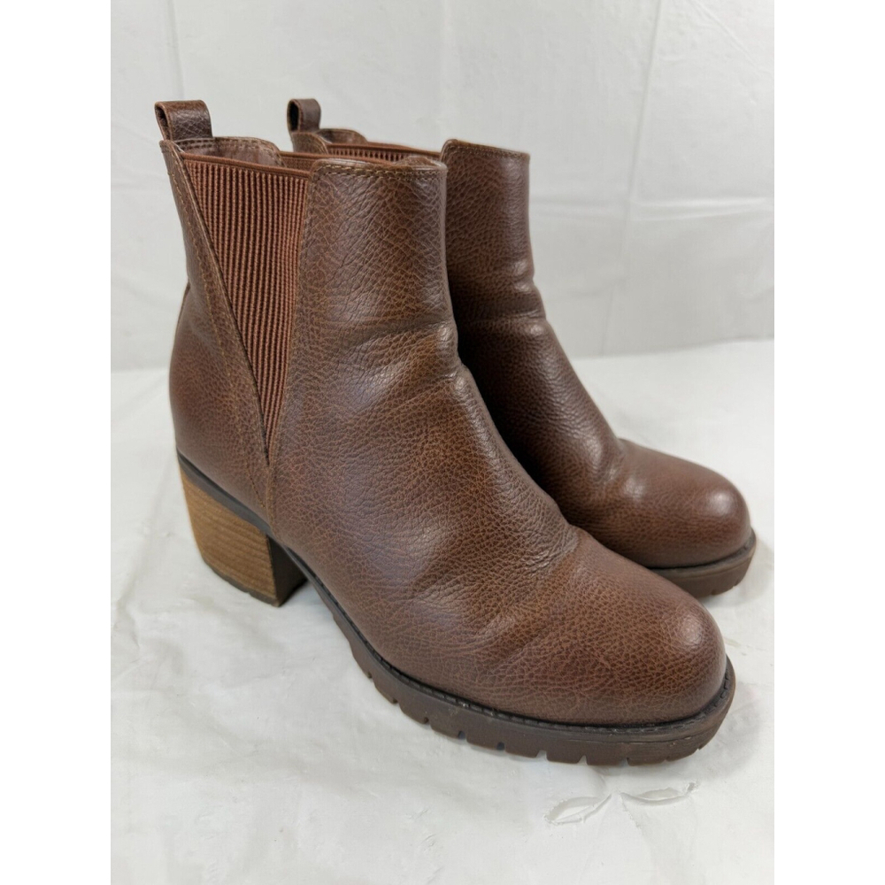 Mia Ribbed Chelsea Boot Weston Brown 7.5 M Block Heel - Picture 7 of 14